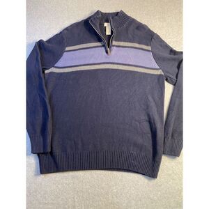 Dockers‎ Mock Neck 1/4 Zip Lightweight Blue Sweater - Men's Large